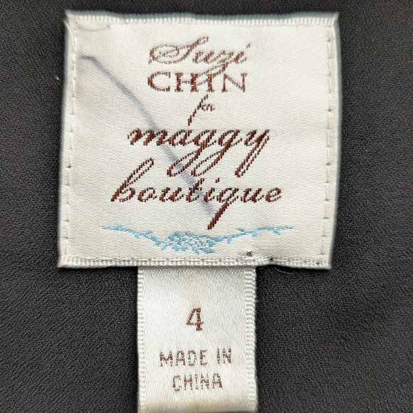 Suzi Chin for Maggy Boutique Black SILK Dolman Sleeve Layered Sheer Mini Dress 4 - Picture 4 of 14